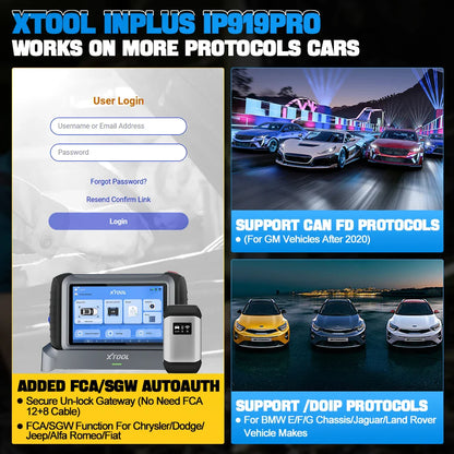 XTOOL INPLUS IP919PRO Car Diagnostic Scanner Automotivo Tools ECU Coding Programming 42 Service CANFD DOIP Topology FCA AutoAuth