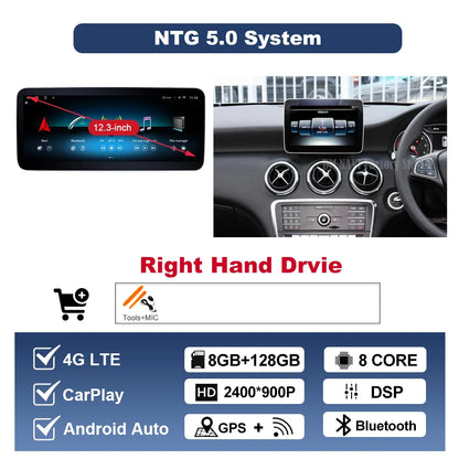Wireless CarPlay Android Auto For Benz A Class 2013-2018 GLA Class 2015-2019 Navigation GPS Multimedia Display Head Unit BT DSP