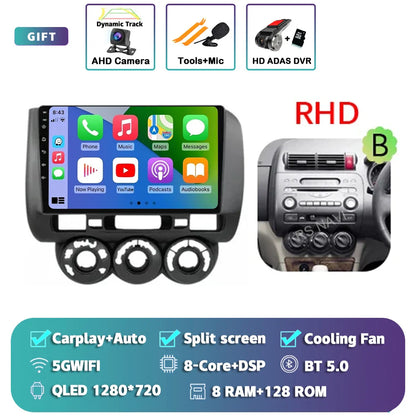 Android 14 For Honda Jazz 1 GD 2001 - 2008 Fit 2001-2009 2K QLED Stereo Car Radio Multimedia Video Player GPS 4G CarPlay