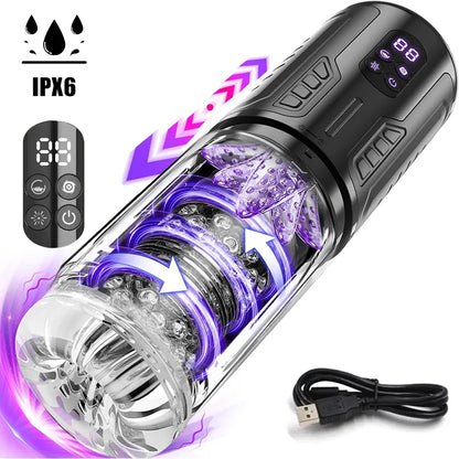 Automatic Telescopic Thrusting Rotating Male Masturbator Cup Licking Vibrating Masturbation Blowjob Pussy Adult Sex Toys for Men