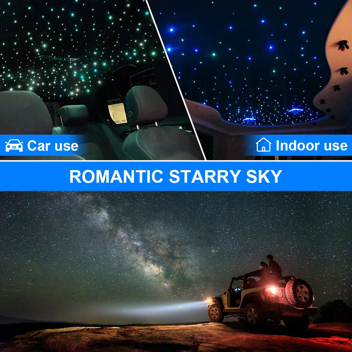 DC12V Car Starry Sky Car Fiber Optic Light  APP 16W RGBW Twinkle Car Roof Fiber Optic Light Star Roof Interior Atmosphere Light