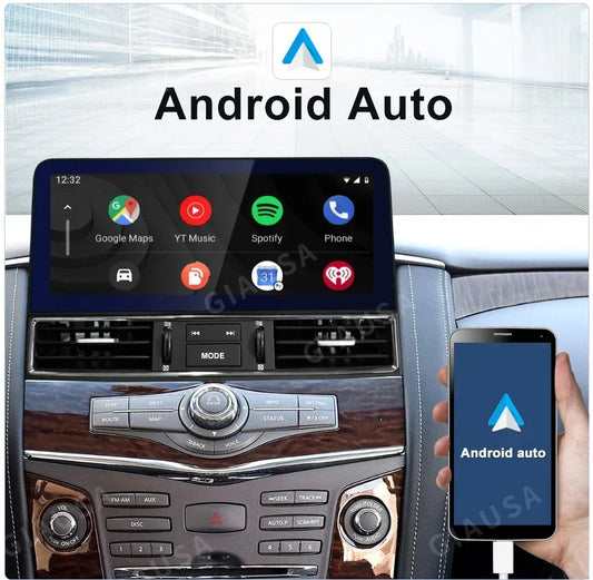 NEW Carplay 12.3″ Android 14 Car Radio For Nissan Patrol Y61 Y62 Infiniti QX80 QX56 2010-2020 Touch Stereo Screen GPS Navigation