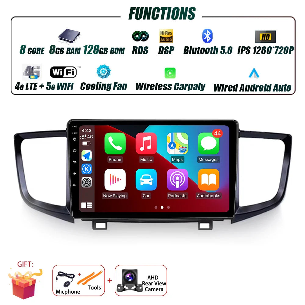 Car Radio Carplay For Honda Pilot 2016 - 2019 GPS Navigation Android Auto Stereo Multimedia Player 5G Wifi Screen BT RDS