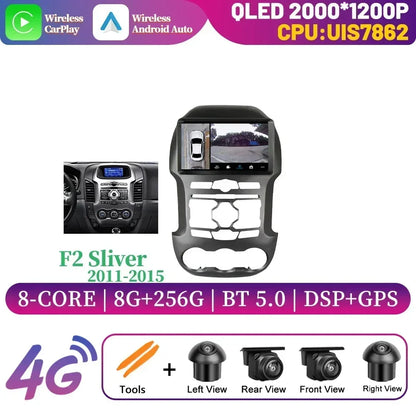 Android 14 For Ford Ranger 3 2011-2015 Car Radio Multimedia Navigation 4G GPS Bluetooth Wireless Carplay Head Unit Screen Stereo