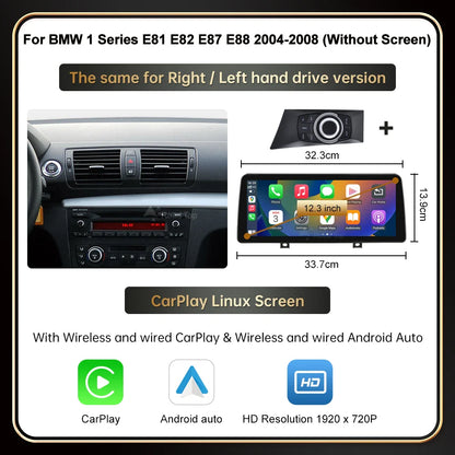 RoadTop Wireless CarPlay Android Auto For BMW Series 1 E81 E82 E87 E88 CCC CIC System Multimedia Display Screen