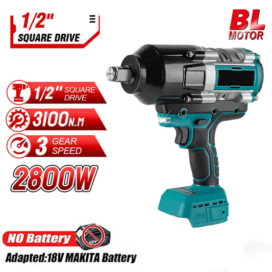 3100N.M High Torque Brushless Electric Impact Wrench Super Power Screwdriver Cordless Wrench Power Tools for Makita 18V Battery power tools
