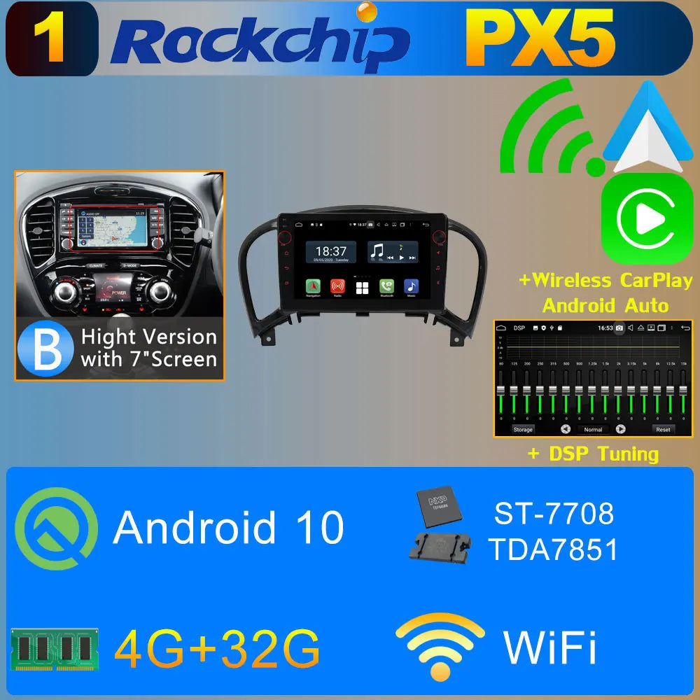 2Din Android 11 8G+128G Car Radio Stereo For Nissan Juke YF15 2010-2019 GPS Navigation Bluetooth 5.0 Tethering Carplay Autoradio