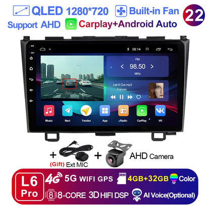 LEHX Pro 5G WIFI 8 Core Android 14 2 Din Autoradio Car Radio Multimedia Player For Honda CRV CR-V 2006-2011 Carplay gps dvd QLED