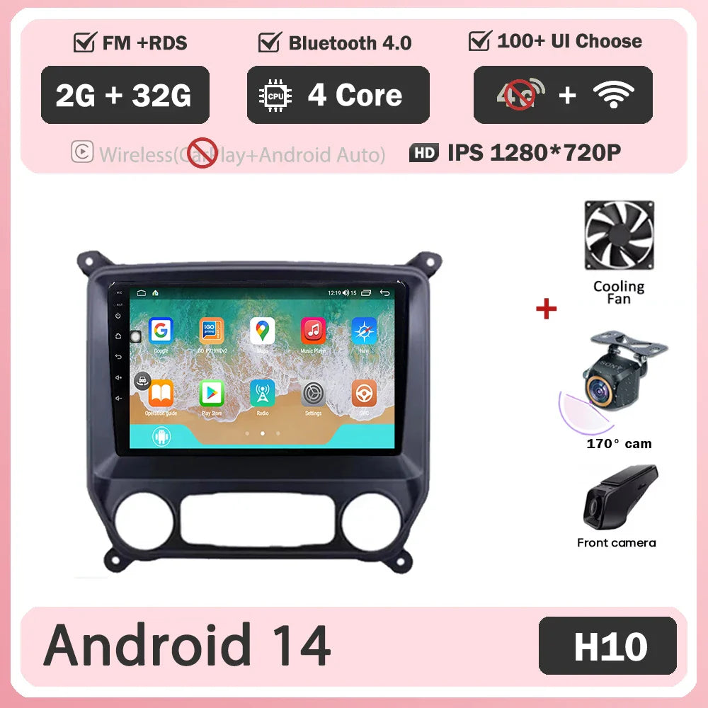 Android 14 Carplay Auto For Chevrolet Silverado 3 GMTK2 2014 2015 2016 2017 2018 Car Radio Multimedia Player Head Unit Screen