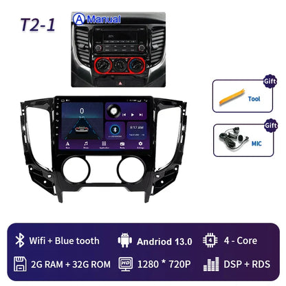 2 Din Android 13 Auto Car Radio Multimedia Video Player Stereo For Mitsubishi L200 5 2015-2019 GPS Navigation Carplay Screen DVD