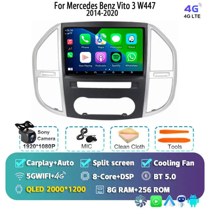 Android 14 For Mercedes Benz Vito 3 W447 2014-2020 2K QLED Android Car Radio Multimedia Video Player 4G Stereo CarPlay Head Unit