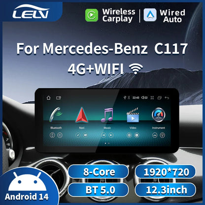 New Car Multimedia Wireless Android AUTO CarPlay 12.3inch Screen For Mercedes Benz CLA C117 Car Video Players wifi dsp 4g