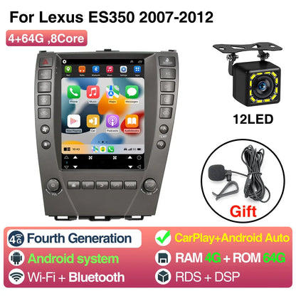 9.7inch Android 13 Car Radio For Lexus ES ES240 ES300 ES330 ES350 2007-2012 For Tesla Style Screen Car Radio Multimedia Player