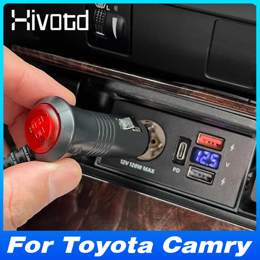 For Toyota Camry Car Charger Cigarette Lighter Splitter Sockets Modification Fast Cell Phone Charging Adapter Parts 2007-2018