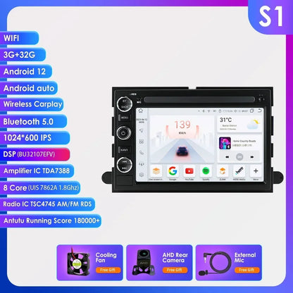 Hizpo Android 13 2 Din GPS Multimedia Player For  Ford 500 F150 Explorer Edge Escape Sport Lincoln Expedition Mustang Car Radio