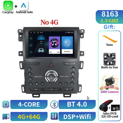 Car Radio Android 14 For Ford Edge 2011-2015 Multimedia Navigation Wireless Bluetooth Carplay 7862 8+256 radio 2K QLED Screen