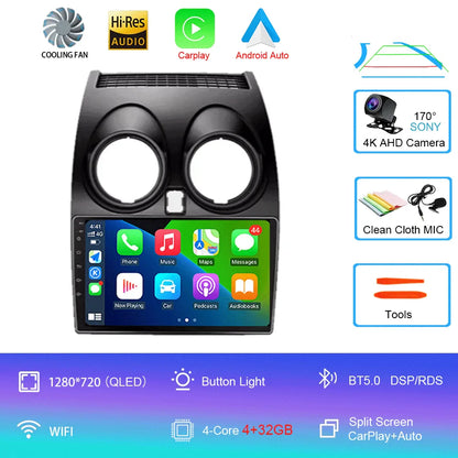 Android 14 2 DIN untuk Nissan Qashqai 1 J10 2006-2014 Radio Mobil Navigasi Pemutar Multimedia DVD Carplay Stereo Speaker Unit Ke
