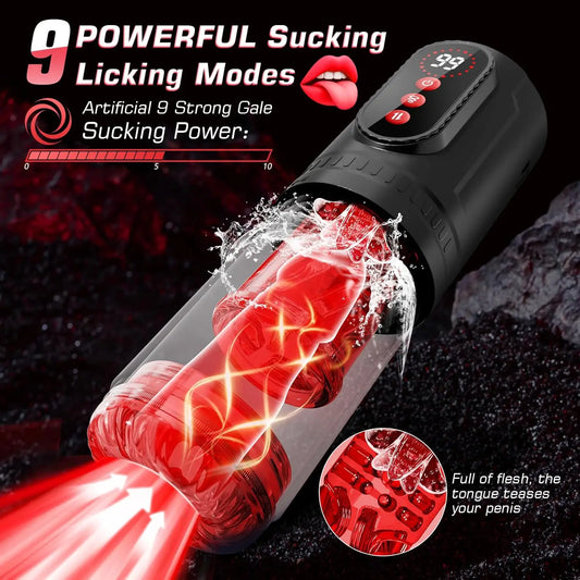 Automatic Telescopic Thrusting Rotating Male Masturbator Cup Licking Vibrating Masturbation Blowjob Pussy Adult Sex Toys for Men