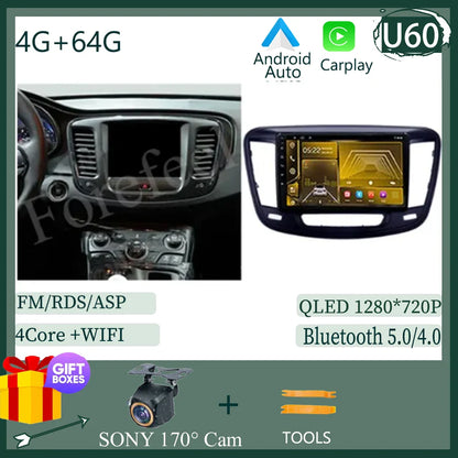 Auto Stereo Android 14 For Chrysler 200 200C 200S 2015 - 2019 Car Radio Navigation GPS Touch QLED Screen DVD Video Player DSP BT