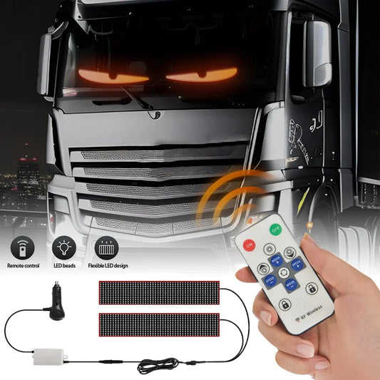 Devil‘s Eyes LED Panel Screen Light Remote Control Scrolling Animation Display 12V 24V LED Screen Light for Car Truck Windshield