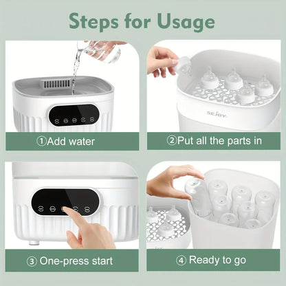 SEJOY Baby Milk Bottles Electric Steam Sterilizer Dryer 2 Layers Adjustable Drying Time Intelligent Control Bottle Sterilization