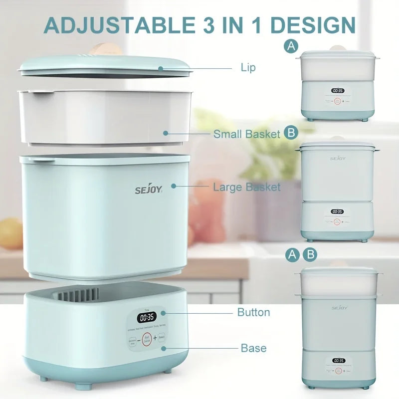 SEJOY Baby Milk Bottles Electric Steam Sterilizer Dryer 2 Layers Adjustable Drying Time Intelligent Control Bottle Sterilization