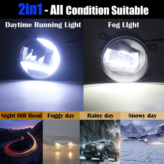 2IN1 30W Car Front Bumper LED Fog Light with Daylight DRL Function For Ram ProMaster 1500 2500 3500 (City Van) 2015-2021
