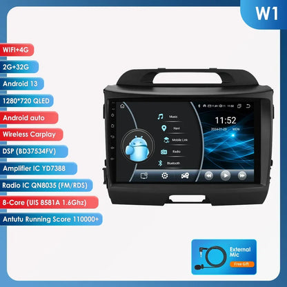 Hizpo Android 13 Car Radio GPS For KIA Sportage 3 2010 2011-2016 Multimedia Video Player 2din Navigation AUTO Stereo Head Unit
