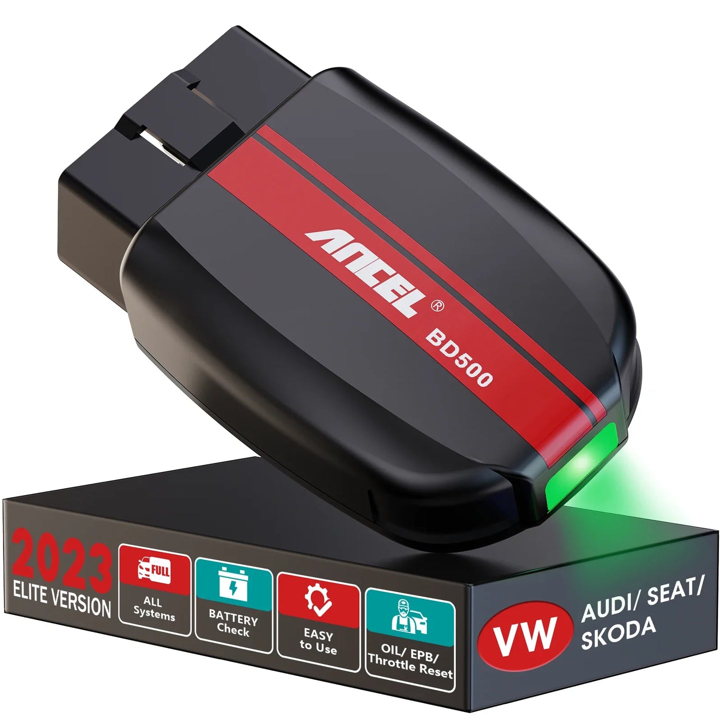 ANCEL BD500 Bluetooth 5.0 OBD2 Scanner Car Code Reader All System EPB /Throttle Learning Mutiple Resets for VW Audi Service Seat