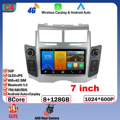 7'' Android 14 Car Radio For Toyota Yaris XP90 Vitz Platz 2005-2012 GPS Navigation Stereo CarPlay Auto Multimedia 4G WIFI Player