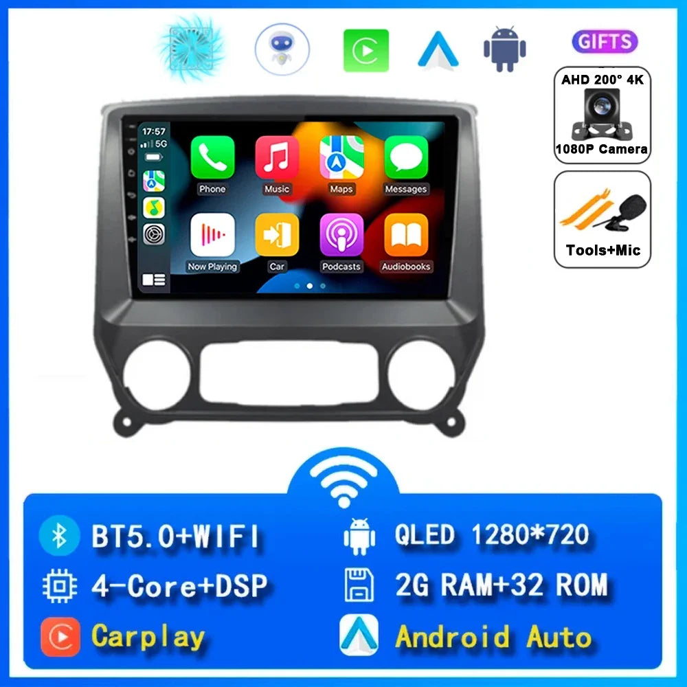 Android 14 Car Radio For Chevrolet Silverado 3 GMTK2 2014 2015 2016 2017 2018 Carplay Auto Multimedia Player Stereo DSP WIFI 4G