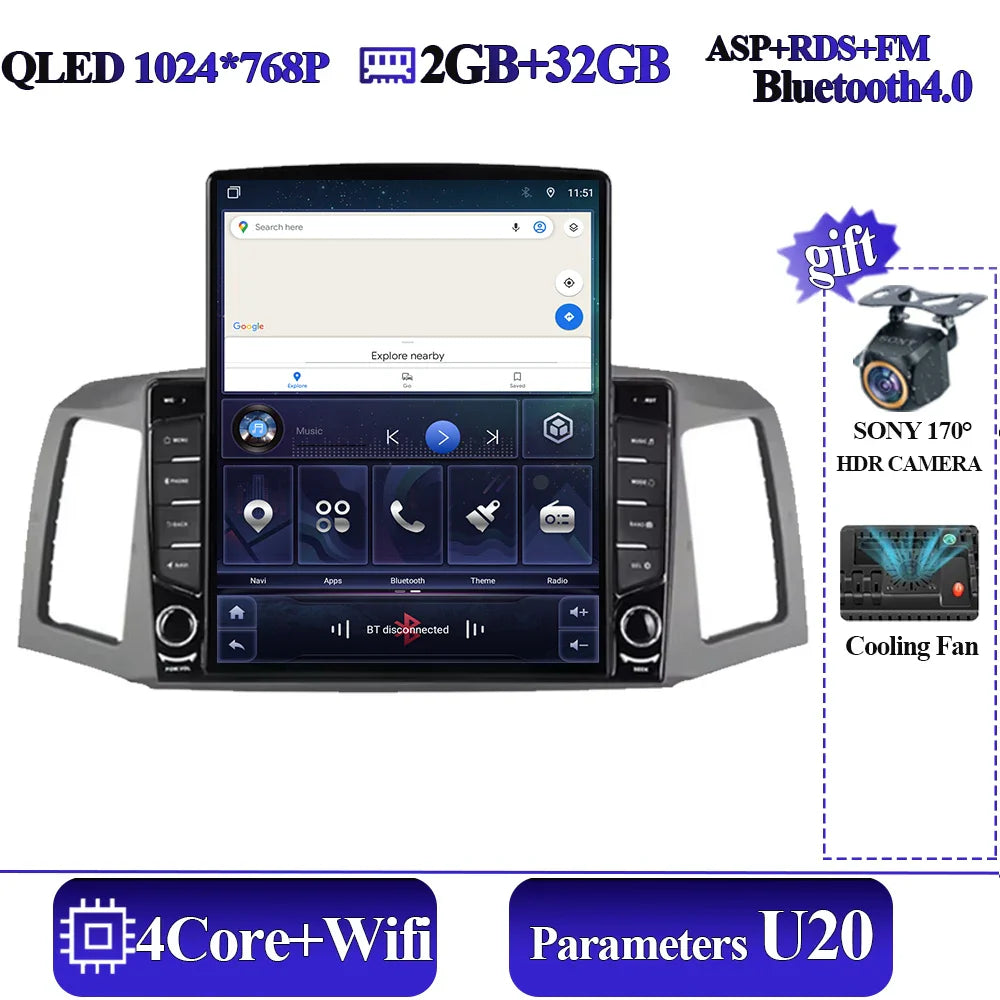 For JEEP Grand Cherokee WK 2004 2005 2006 2007 Tesla Type Car Radio Android 14 GPS Carplay Multimedia Player Navigation Stereo