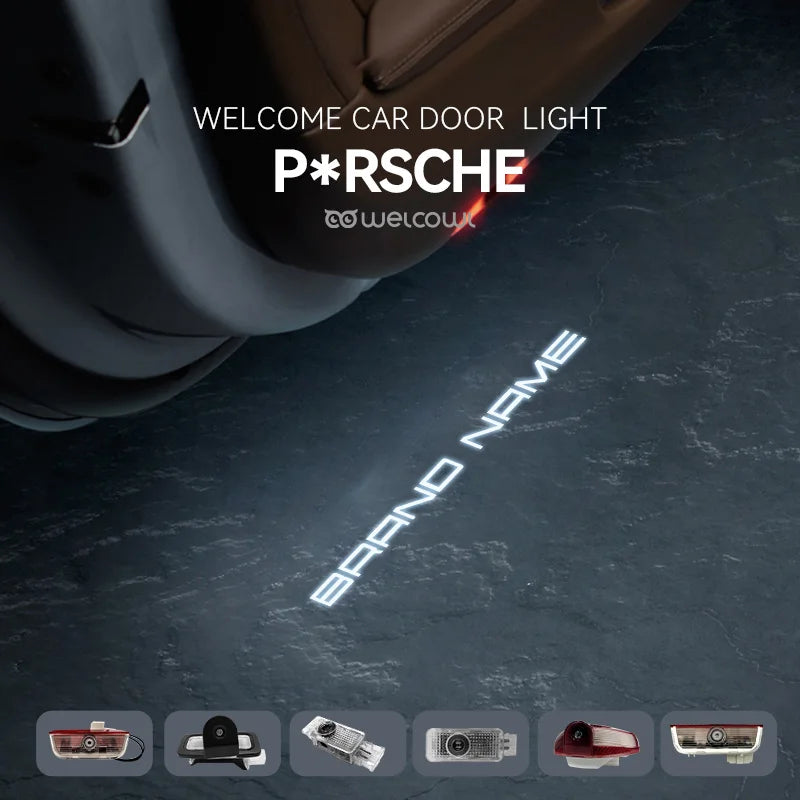 2pcs Car Door Light Customized Icon For Cayenne Macan 911 Boxster 718 Taycan Panamera HD Laser Led Welcome Lamp Accessories