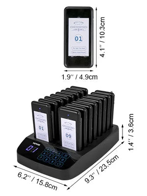 VEVOR Wireless Restaurant Buzzer Pager 16 Coasters Paging Guest Calling Queuing System for Coffee Dessert Burger Shop Food Truck