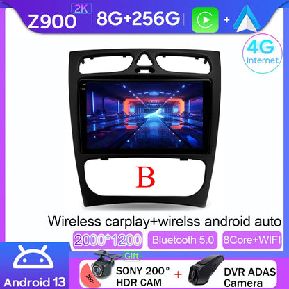 Android 14 wifi+4G Carplay BT Car Radio For Benz W203 W209 C180 C200 C220 C230 2004-2011 Navigation GPS Video Player Multimedia