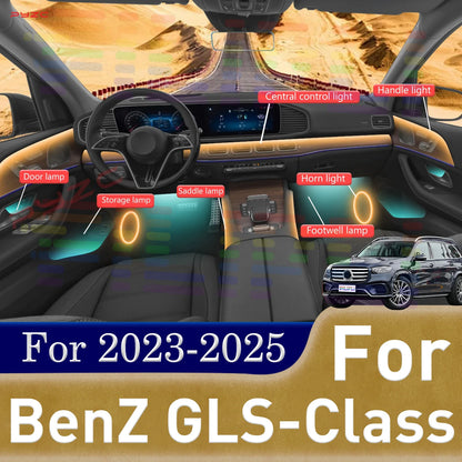 For BenZ GLS-Class Car Interior APP Control 64 Color RGB Symphony Ambient Light Strip Acrylic Guide LED Atmosphere Lamp