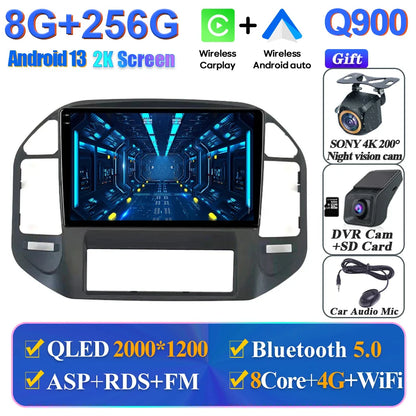 Wireless Android Head Unit For Mitsubishi Pajero 3 V70 V60 1999-2006 Car Auto Radio Carplay Multimedia GPS Navigation No 2din 4G