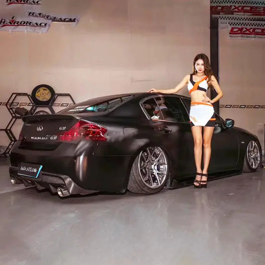 Rear Bumper Diffuser Spoiler Lip Trunk Wing Body Kit Splitter Cover Trim For Nissan Infiniti G37/25 Carbon Fiber