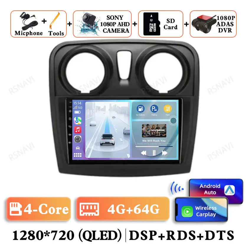 Android 15 For Renault Logan 2 Sandero 2 2012 - 2019 Stereo Qualcomm 5G WIFI DVD DSP QLED Head Unit Viedo Player Autoradio GPS