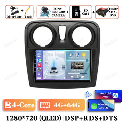 Android 15 For Renault Logan 2 Sandero 2 2012 - 2019 Stereo Qualcomm 5G WIFI DVD DSP QLED Head Unit Viedo Player Autoradio GPS