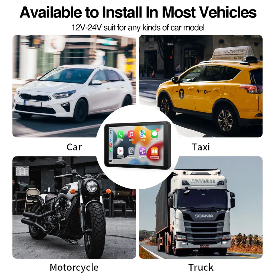 GrandNavi Universal 7inch Portable CarPlay Android Auto Car Radio Multimedia Video Player Touch Screen Bluetooth With AUX USB