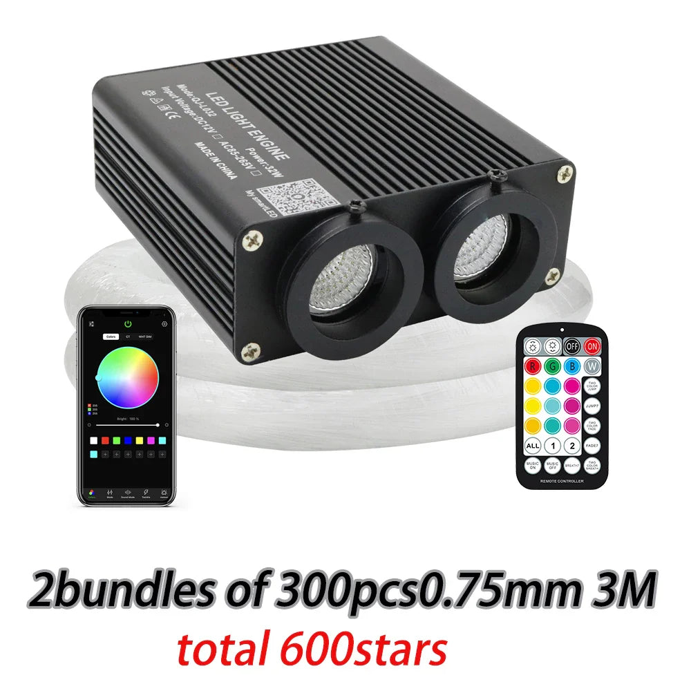 32W Dual color RGBW  Car Starry Sky Ceiling Light kit Car accessories Interior APP Music Car Roof Stars Fiber Optic Light