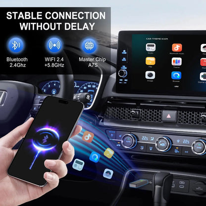 BRUXE 2025 2 in 1 Wired to Wireless CarPlay Adapter Android Auto Dongle CarPlay Conversion Box for Original Wired CarPlay Car