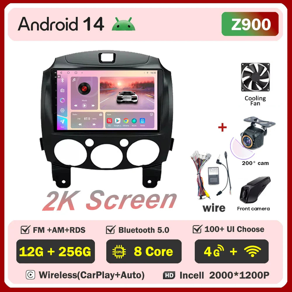 Android 14 Car For MAZDA 2 Mazda2 2007 2008 2009 2010 2011 2012 2013 2014 GPS Navi No 2 din Autoradio Car Android Radio Screen