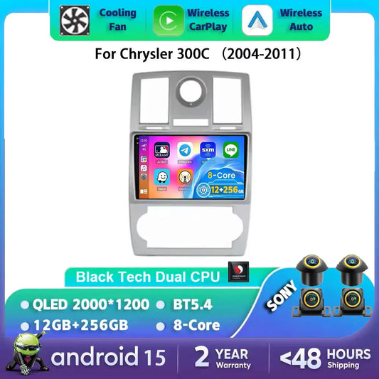 Android 15 For Chrysler 300C 2004-2011 Auto Carplay Car Radio Navigation GPS Video Multimedia Player 360 Camera 4G WIFI DSP