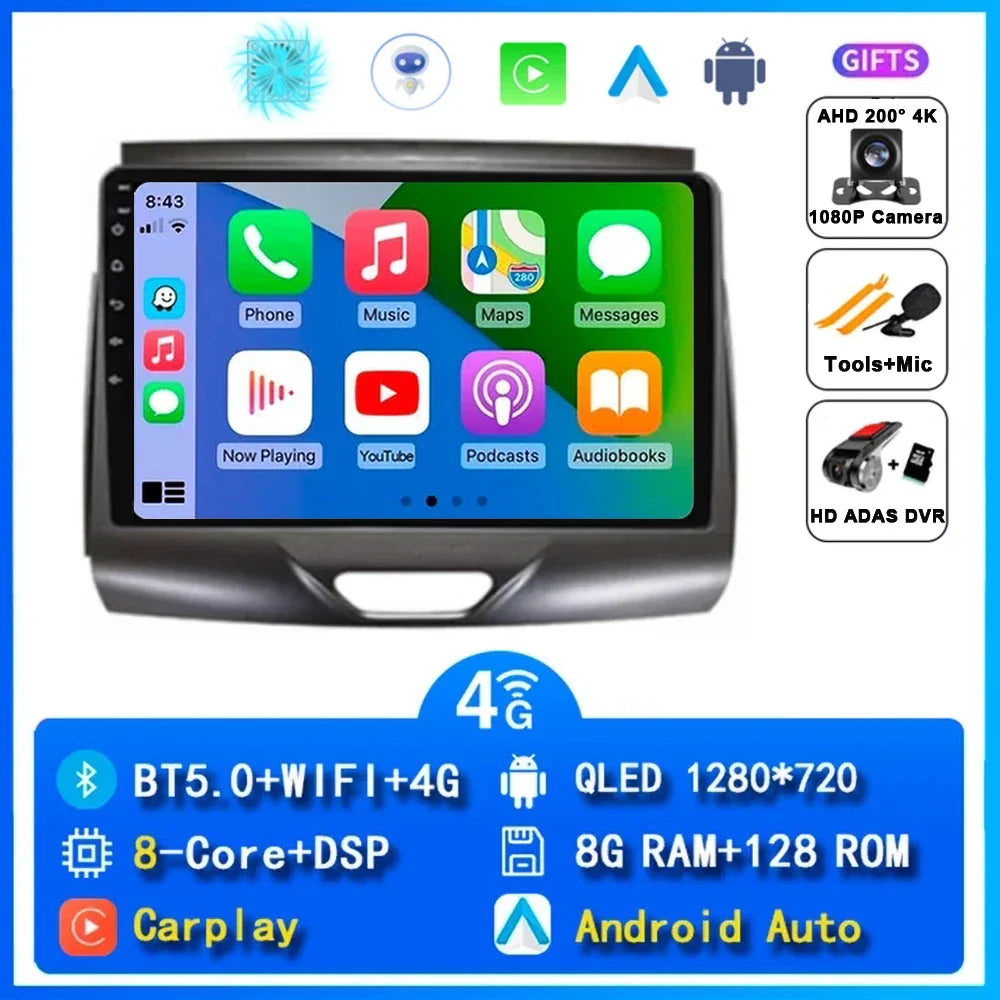 Android 15 Car Radio Stereo QLED Screen For Ford Ranger 2015 2016 2017 2018 2019 2020 GPS Multimedia Carplay Autoradio Head unit