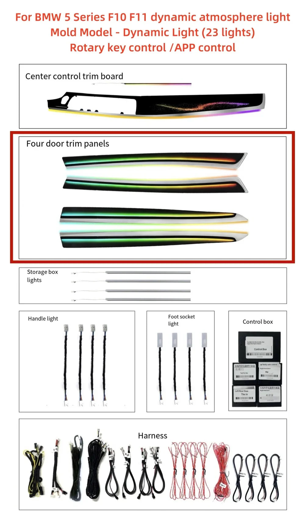 Suitable for BMW 5 Series F10 F11 Galaxy ambient light/dynamic light /LED ambient light 1:1 mold high quality decorative light