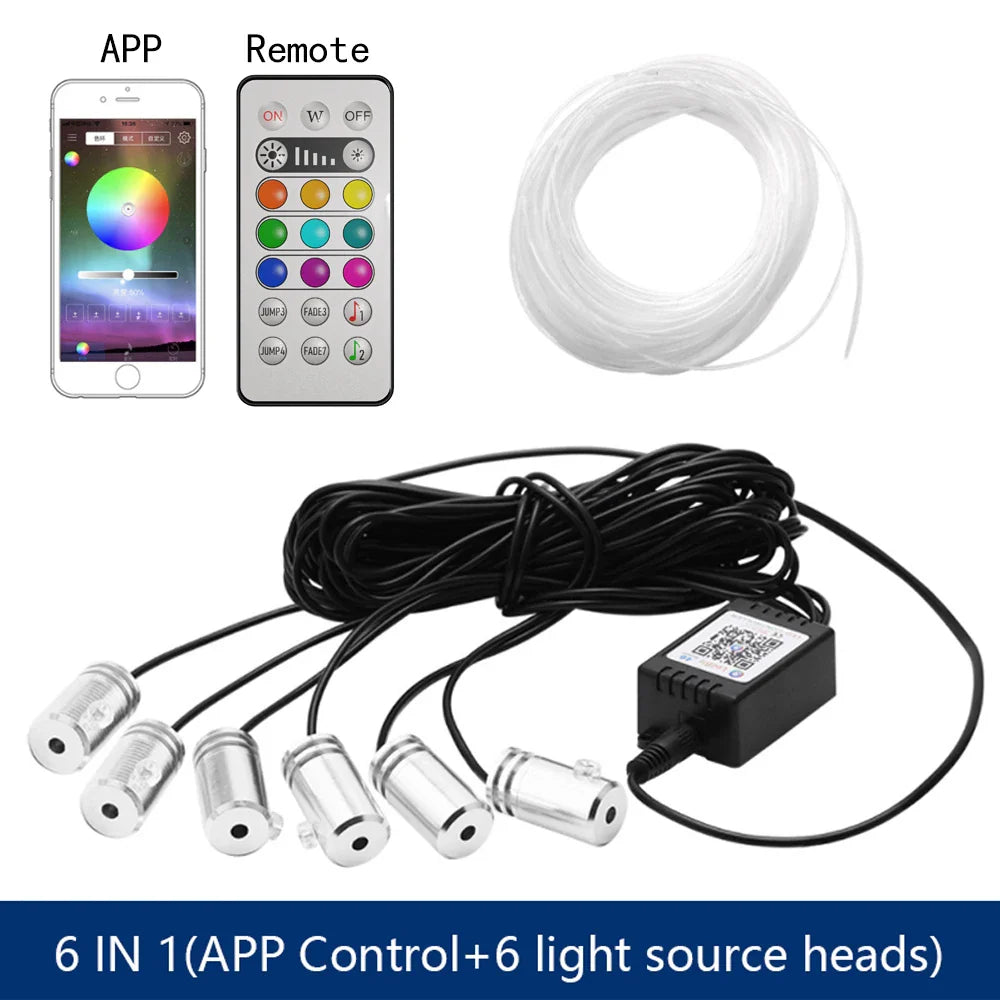 14 in 1 RGB LED Atmosphere Car Light Interior Decoration Fiber Strip Light By App Control Decorative Ambient Lamp Dashboard Lamp