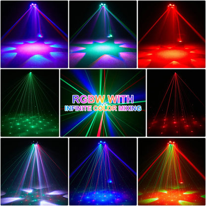 Yiflamefly 150W Moving Head DJ Lights 6 Arms Party Lights RGBW 4IN1 LED Stage Lighs DMX512 For Wedding Party Disco KTV Wedding power tools