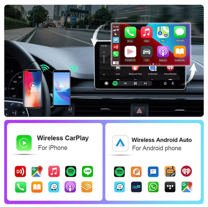 EKIY 2in1 Wireless CarPlay Dongle Wireless Android Auto Adapter AI Smart Box Car Intelligent Systems For Car With Wired CarPlay